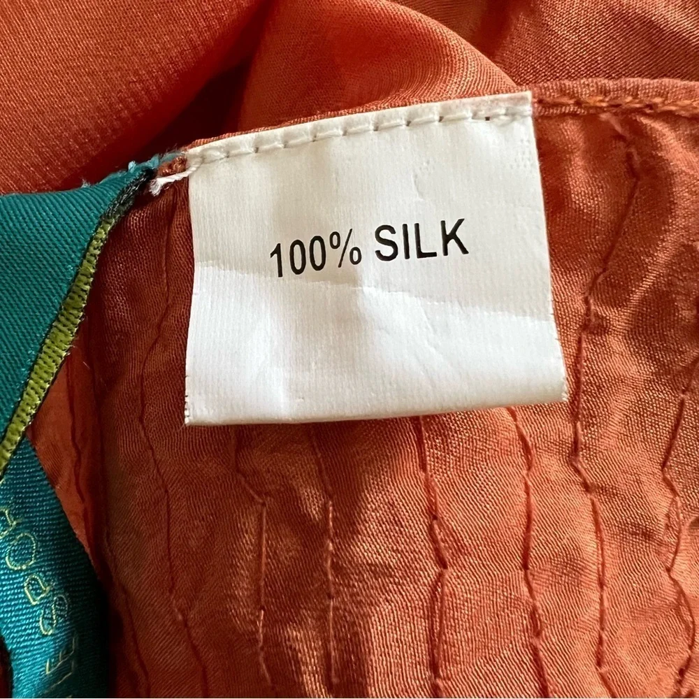 Mariela Burani 100% Orange Silk Multipurpose Scarf Shawl Wrap Holiday Party Vtg